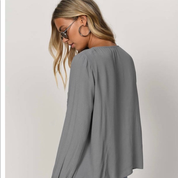 NWT Tobi REBECKA OLIVE TIED BLOUSE - Picture 3 of 7